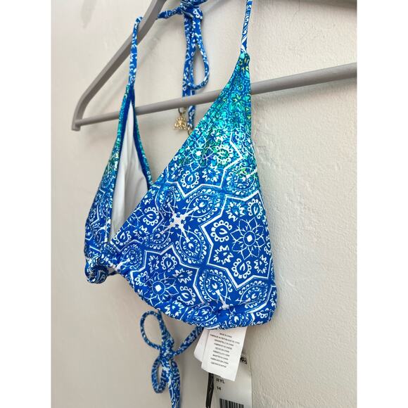 New La Blanca Triangle Swimsuit Bikini Top with Gold Embellishment Size: 14 - Picture 5 of 6